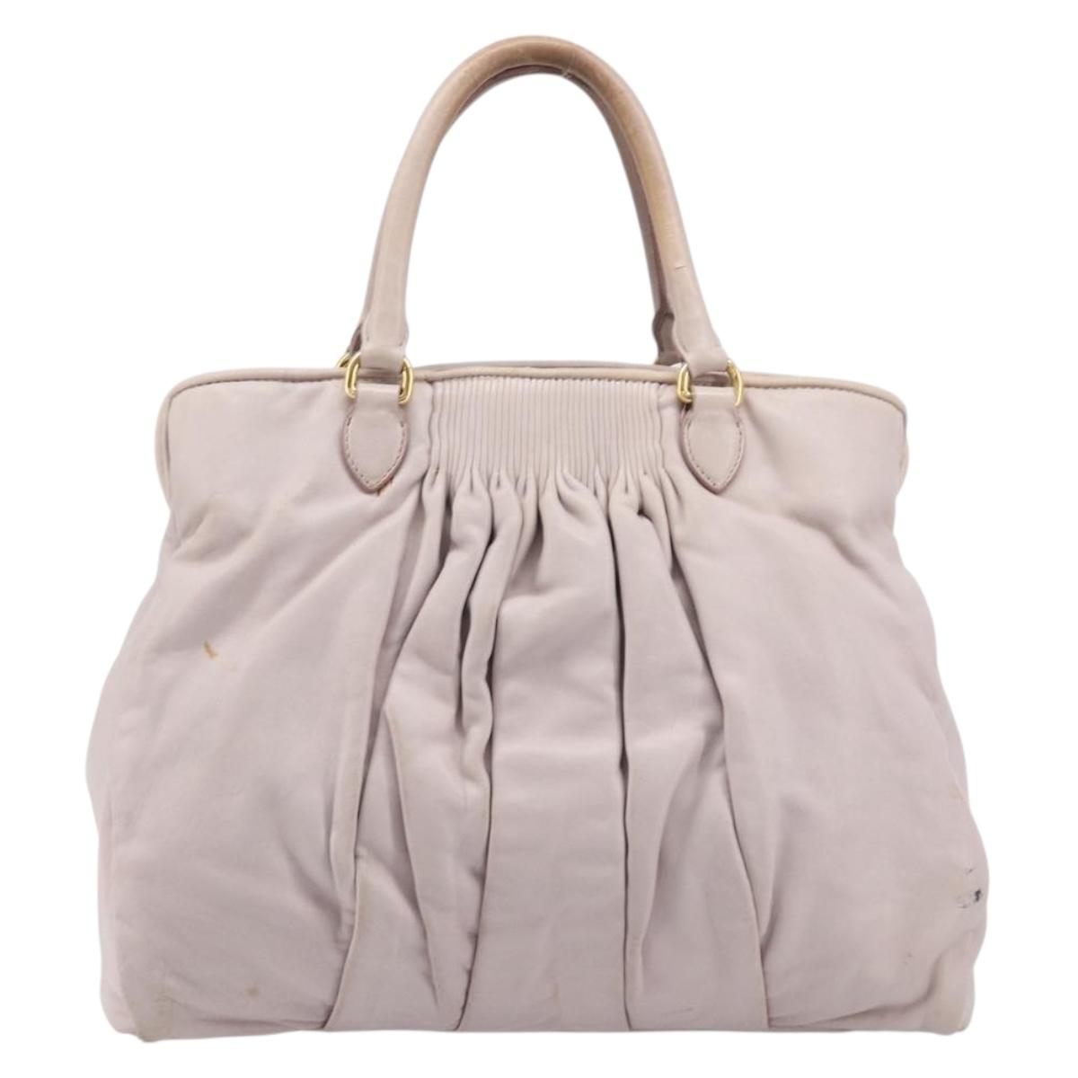 Miu Miu Hand Bag Leather Pink Gold Auth 204447