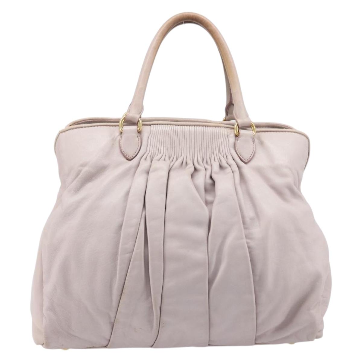 Miu Miu Hand Bag Leather Pink Gold Auth 204447