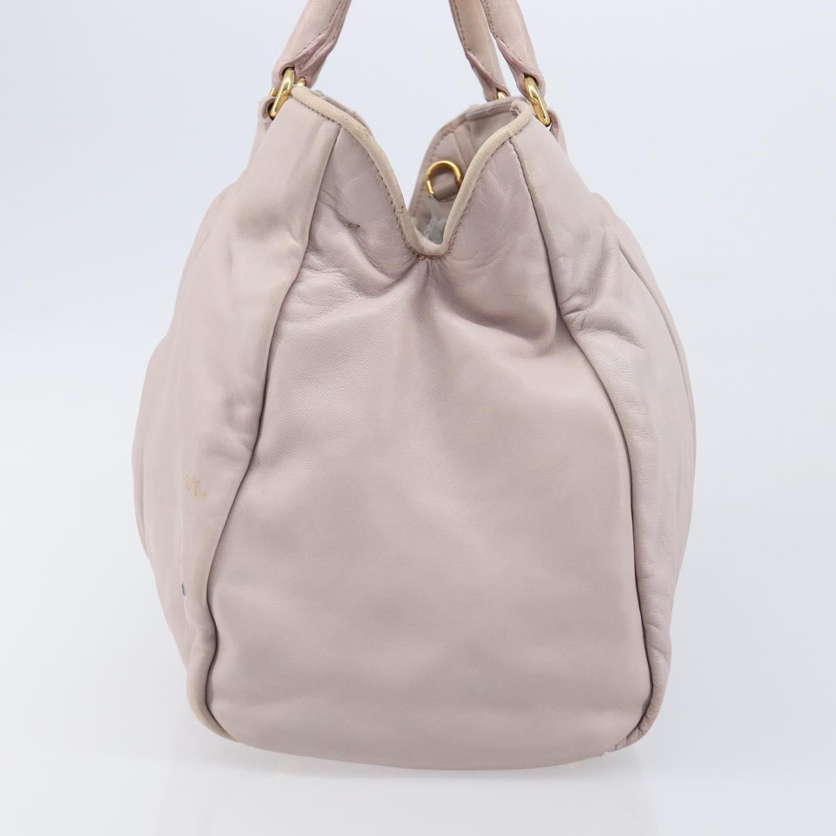 Miu Miu Hand Bag Leather Pink Gold Auth 204447