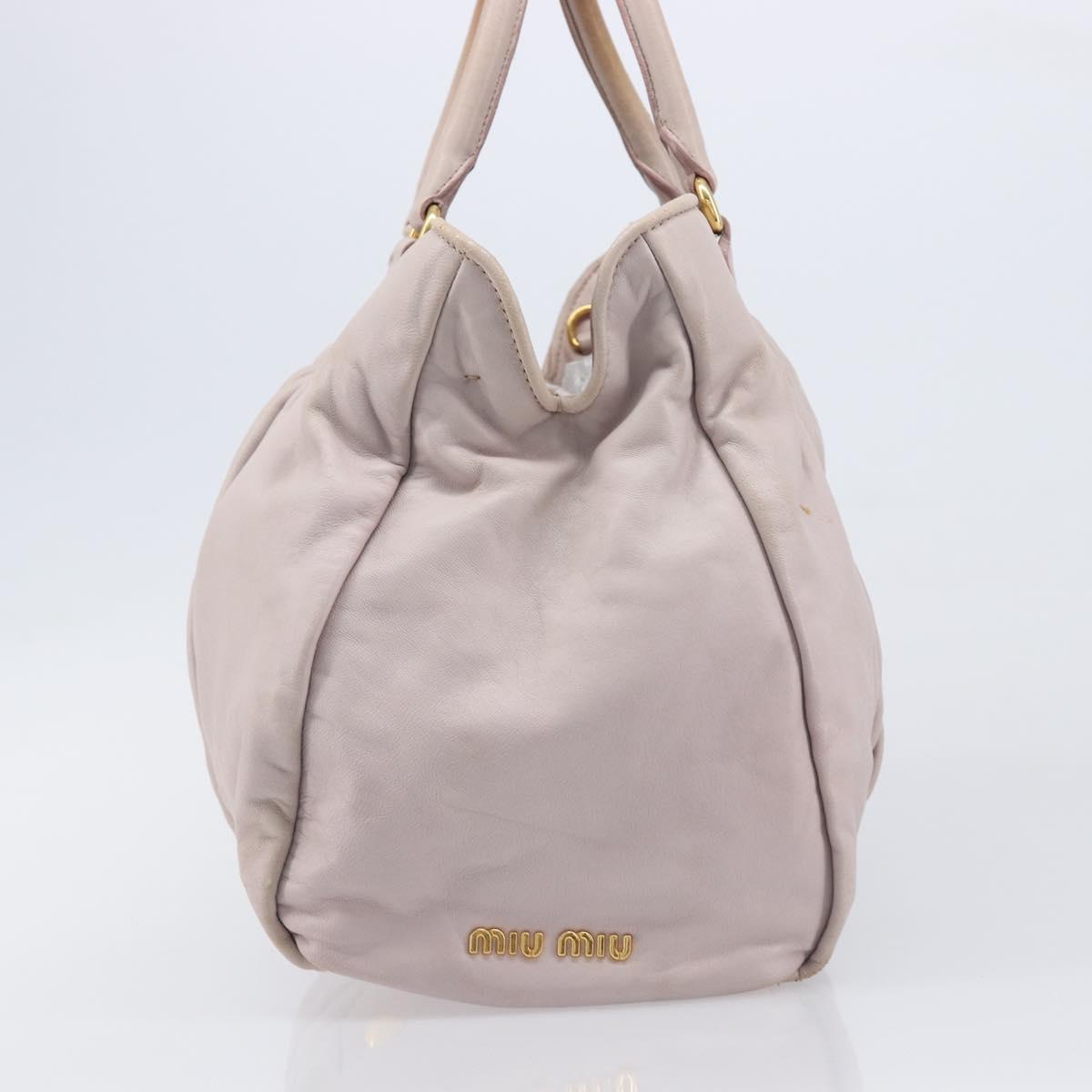Miu Miu Hand Bag Leather Pink Gold Auth 204447