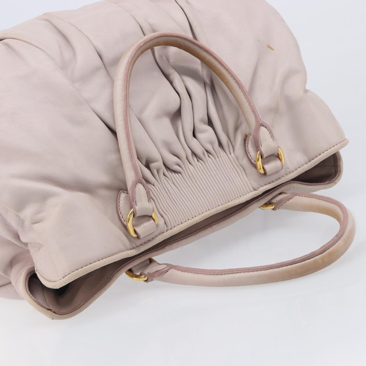 Miu Miu Hand Bag Leather Pink Gold Auth 204447