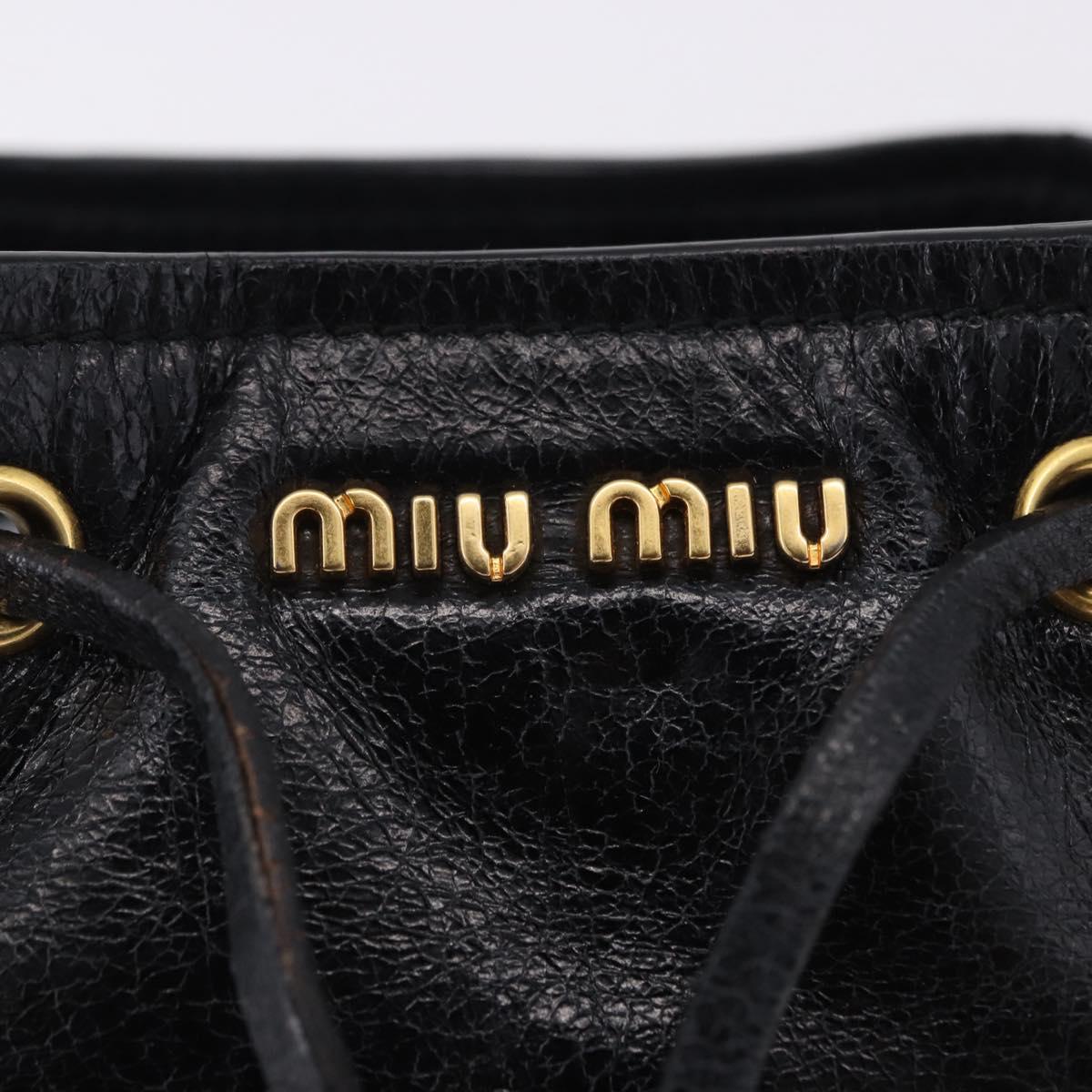 Miu Miu Shoulder Bag Vitellolux Black Gold Auth 204448V