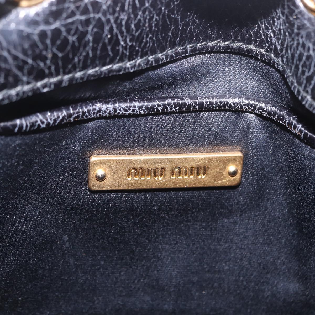 Miu Miu Shoulder Bag Vitellolux Black Gold Auth 204448V