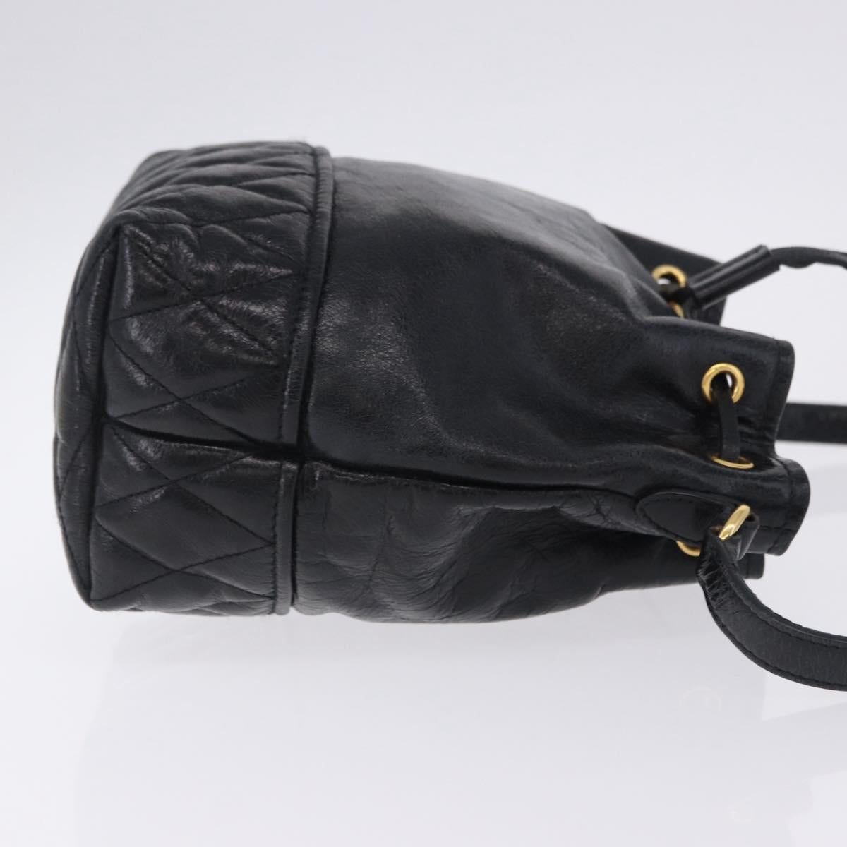 Miu Miu Shoulder Bag Vitellolux Black Gold Auth 204448V