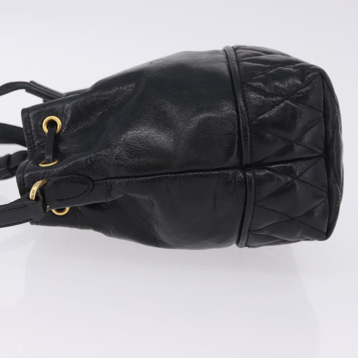 Miu Miu Shoulder Bag Vitellolux Black Gold Auth 204448V