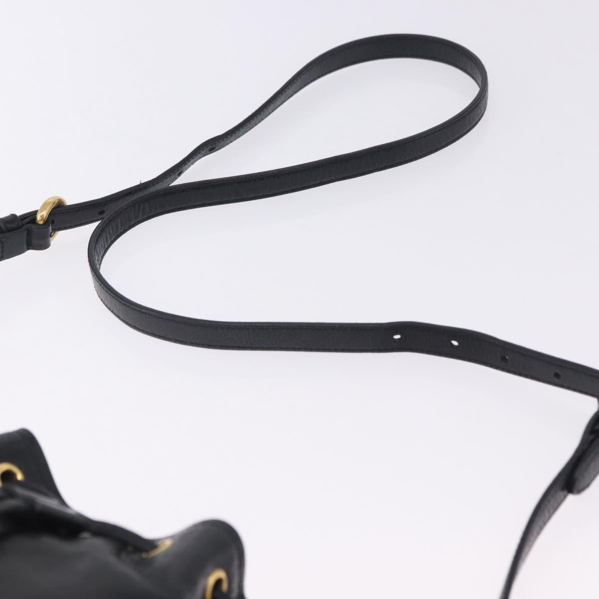 Miu Miu Shoulder Bag Vitellolux Black Gold Auth 204448V