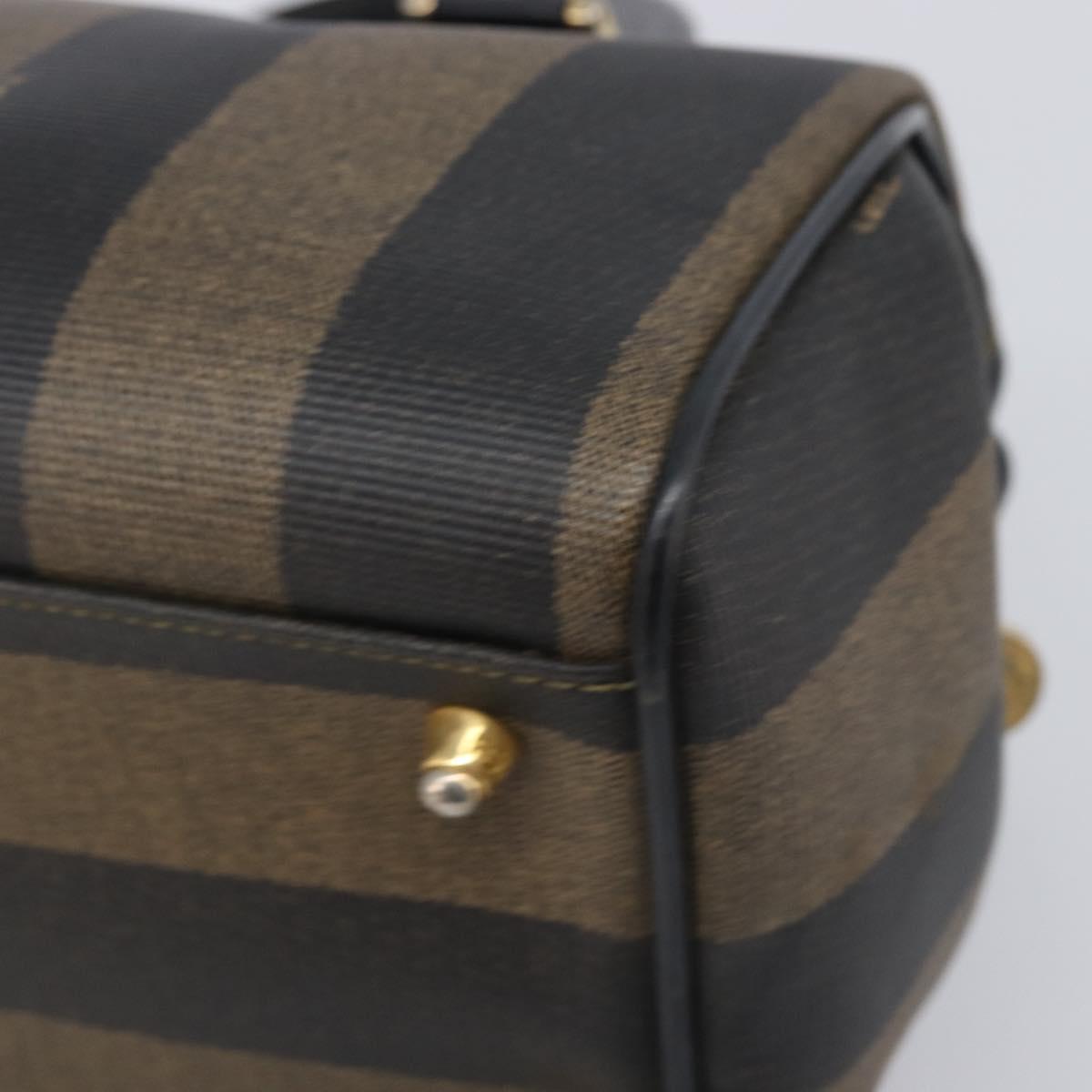 FENDI Pecan Canvas Hand Bag PVC Black Brown Auth 204451V