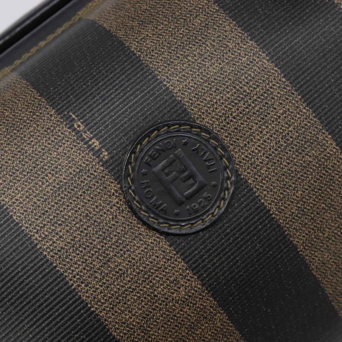 FENDI Pecan Canvas Hand Bag PVC Black Brown Auth 204451V