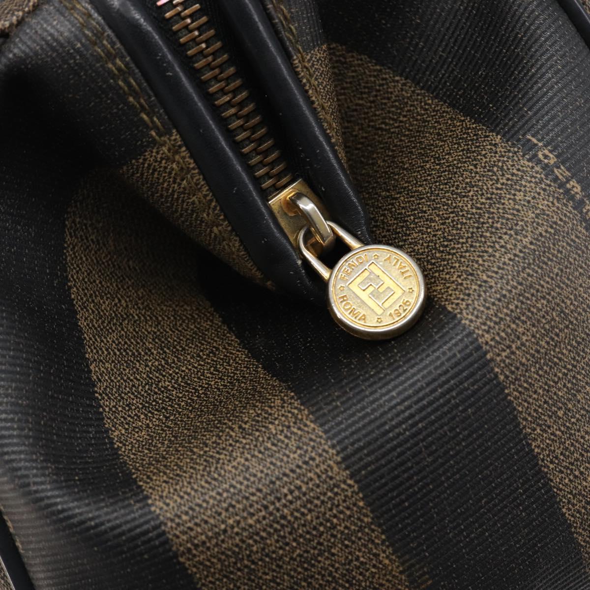 FENDI Pecan Canvas Hand Bag PVC Black Brown Auth 204451V