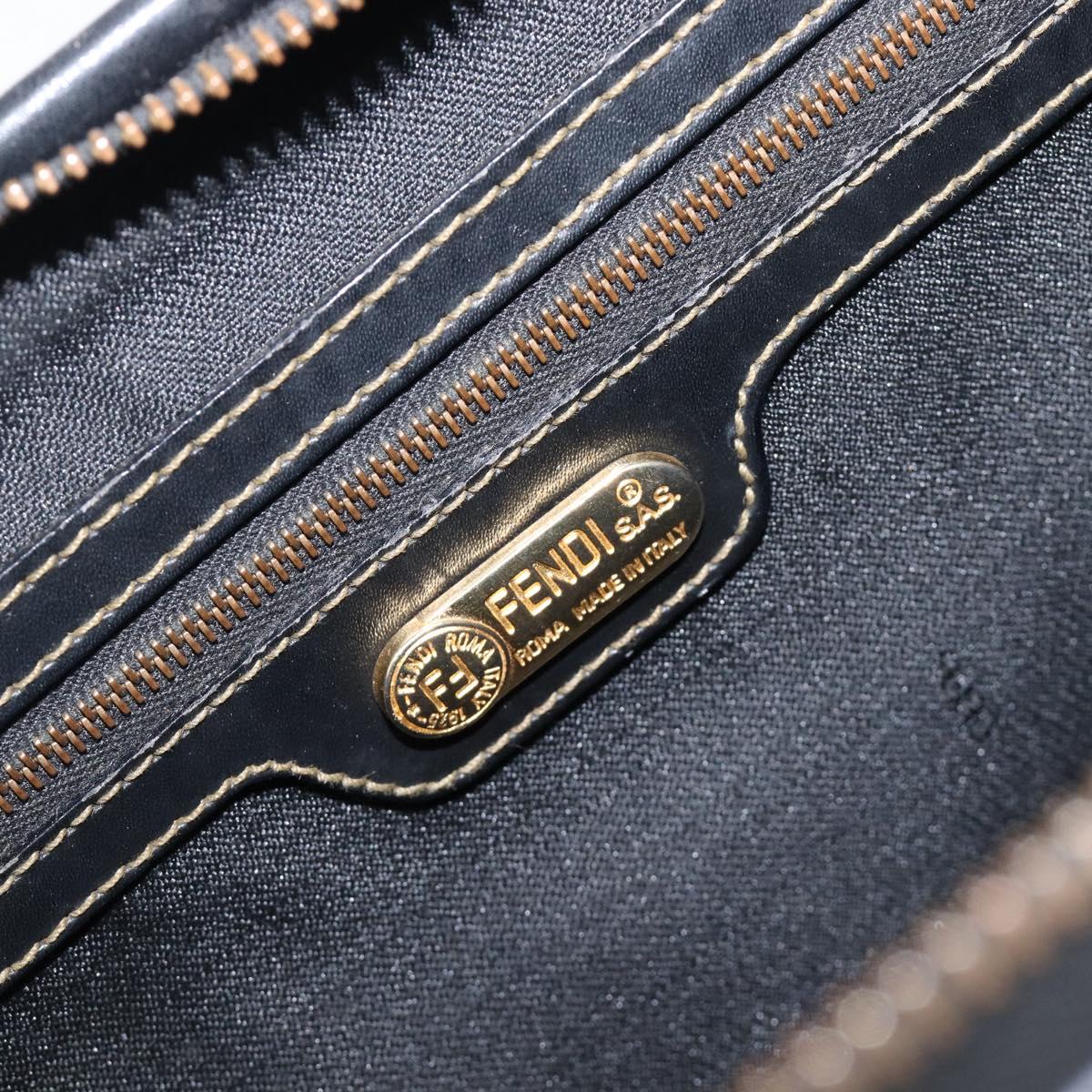 FENDI Pecan Canvas Hand Bag PVC Black Brown Auth 204451V