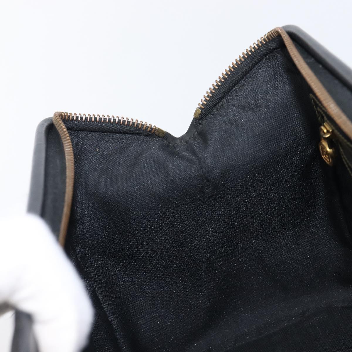 FENDI Pecan Canvas Hand Bag PVC Black Brown Auth 204451V
