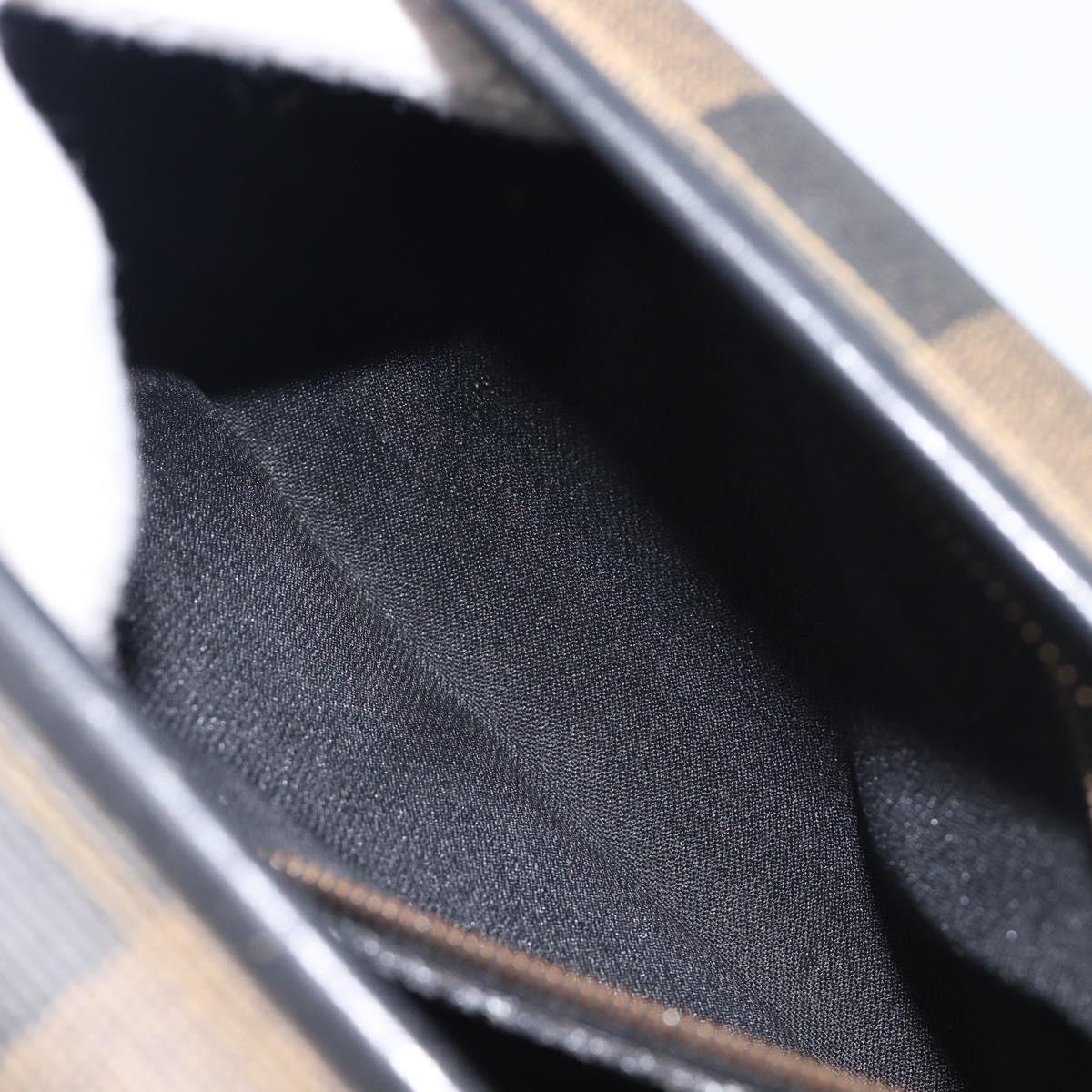 FENDI Pecan Canvas Hand Bag PVC Black Brown Auth 204451V