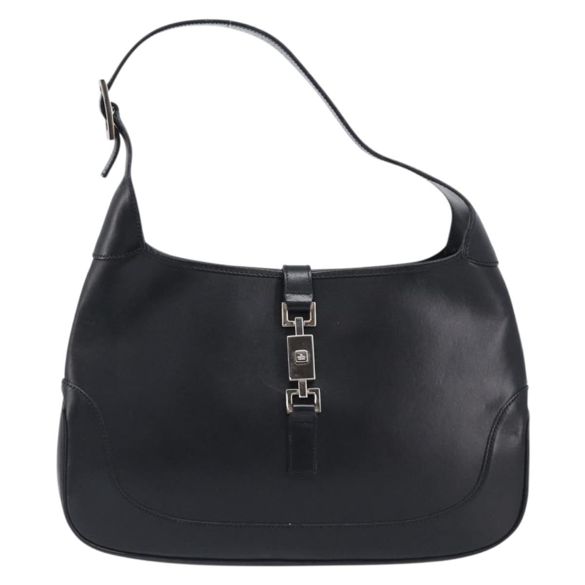 GUCCI Jackie Shoulder Bag Leather Black Silver 001 3306 2684 Auth 204452A
