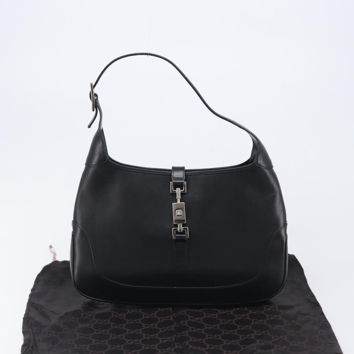 GUCCI Jackie Shoulder Bag Leather Black Silver 001 3306 2684 Auth 204452A
