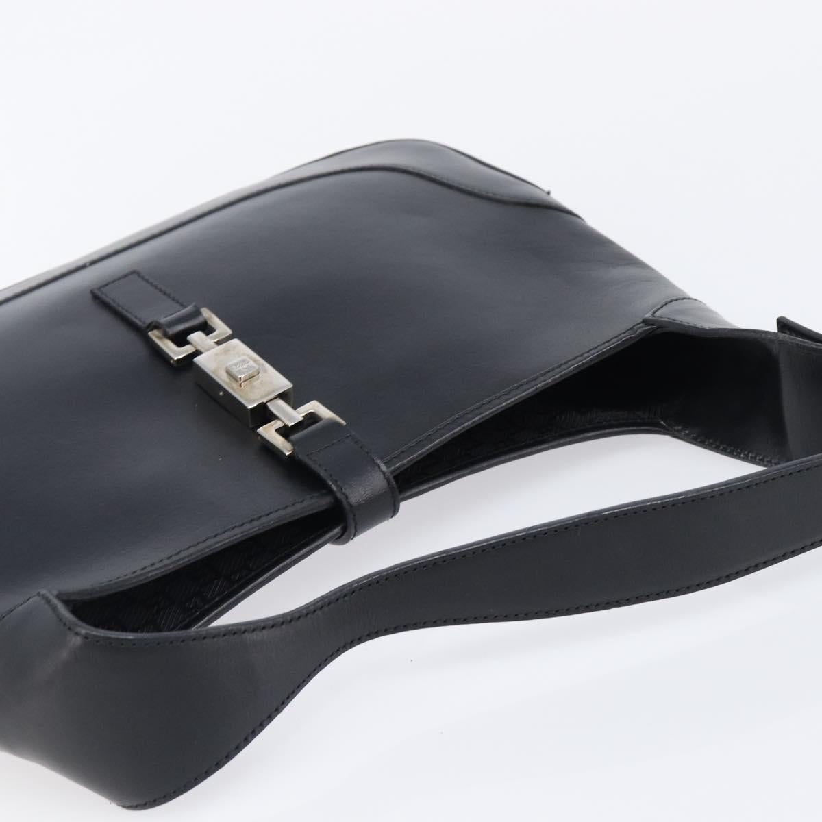 GUCCI Jackie Shoulder Bag Leather Black Silver 001 3306 2684 Auth 204452A