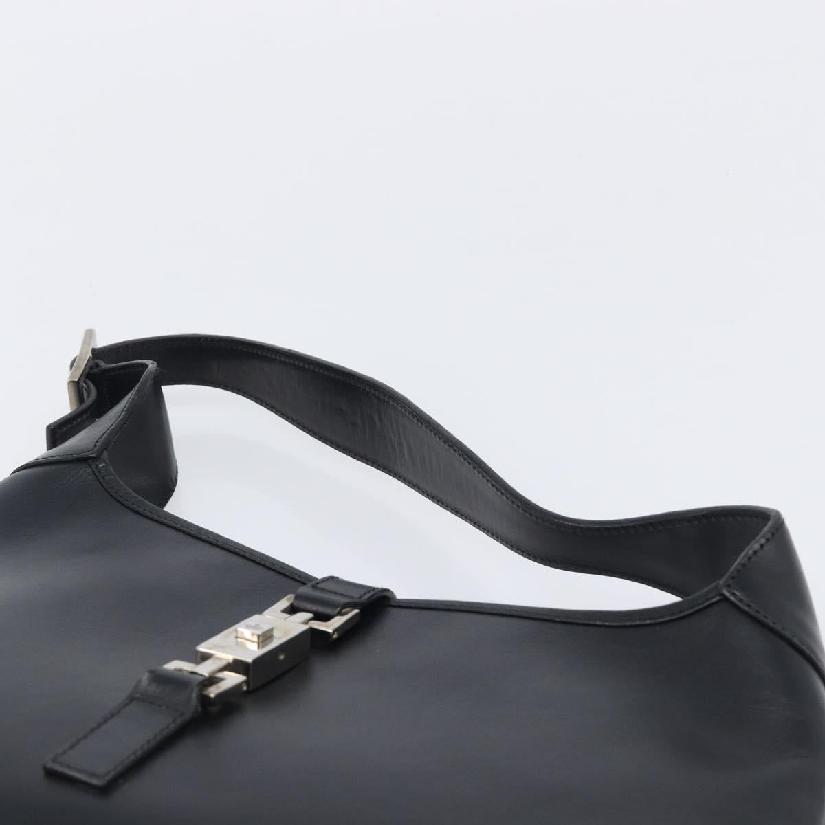 GUCCI Jackie Shoulder Bag Leather Black Silver 001 3306 2684 Auth 204452A
