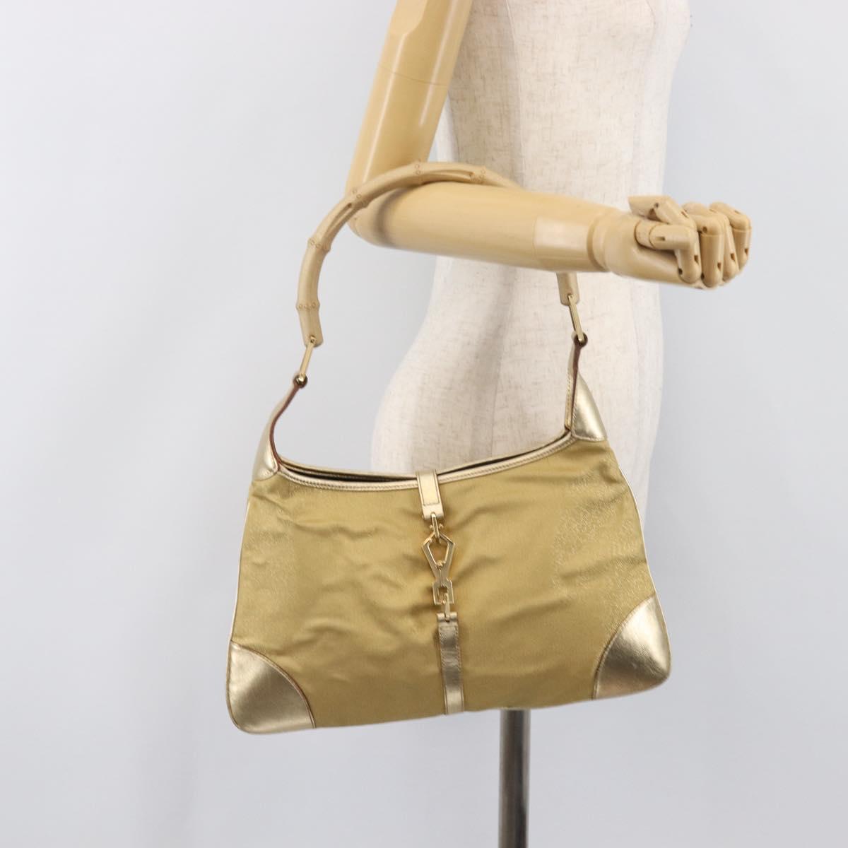 GUCCI Bamboo Kandinsky Shoulder Bag Canvas Gold 001 4060 Auth 204453A