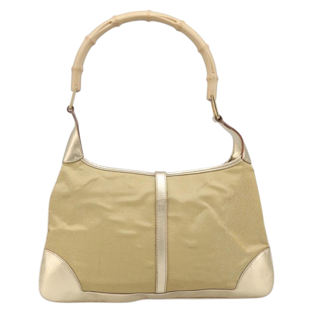 GUCCI Bamboo Kandinsky Shoulder Bag Canvas Gold 001 4060 Auth 204453A