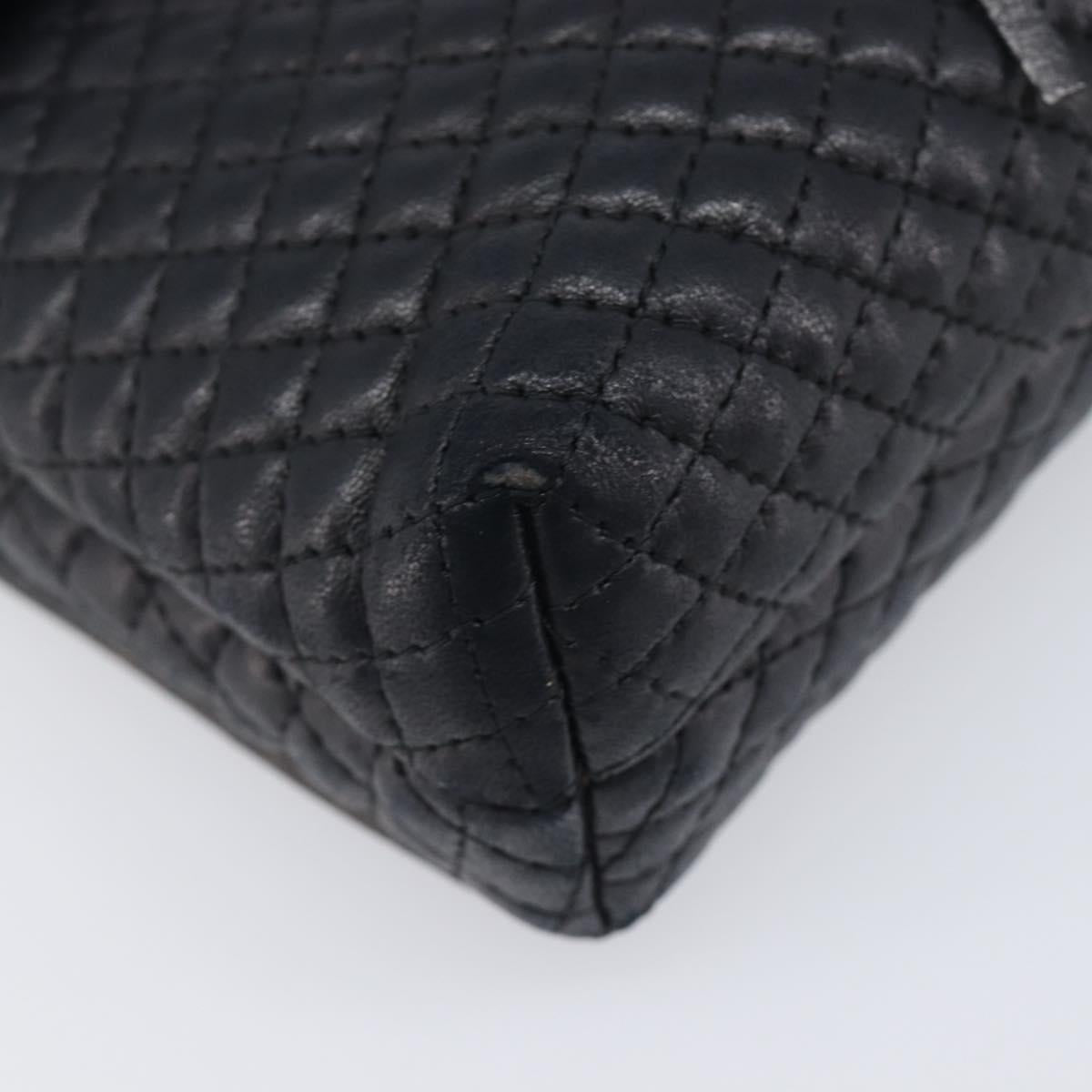 BALLY Chain Shoulder Bag Leather Black Gold Auth 204454