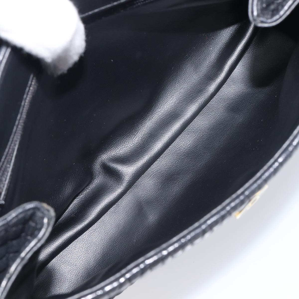 BALLY Chain Shoulder Bag Leather Black Gold Auth 204454