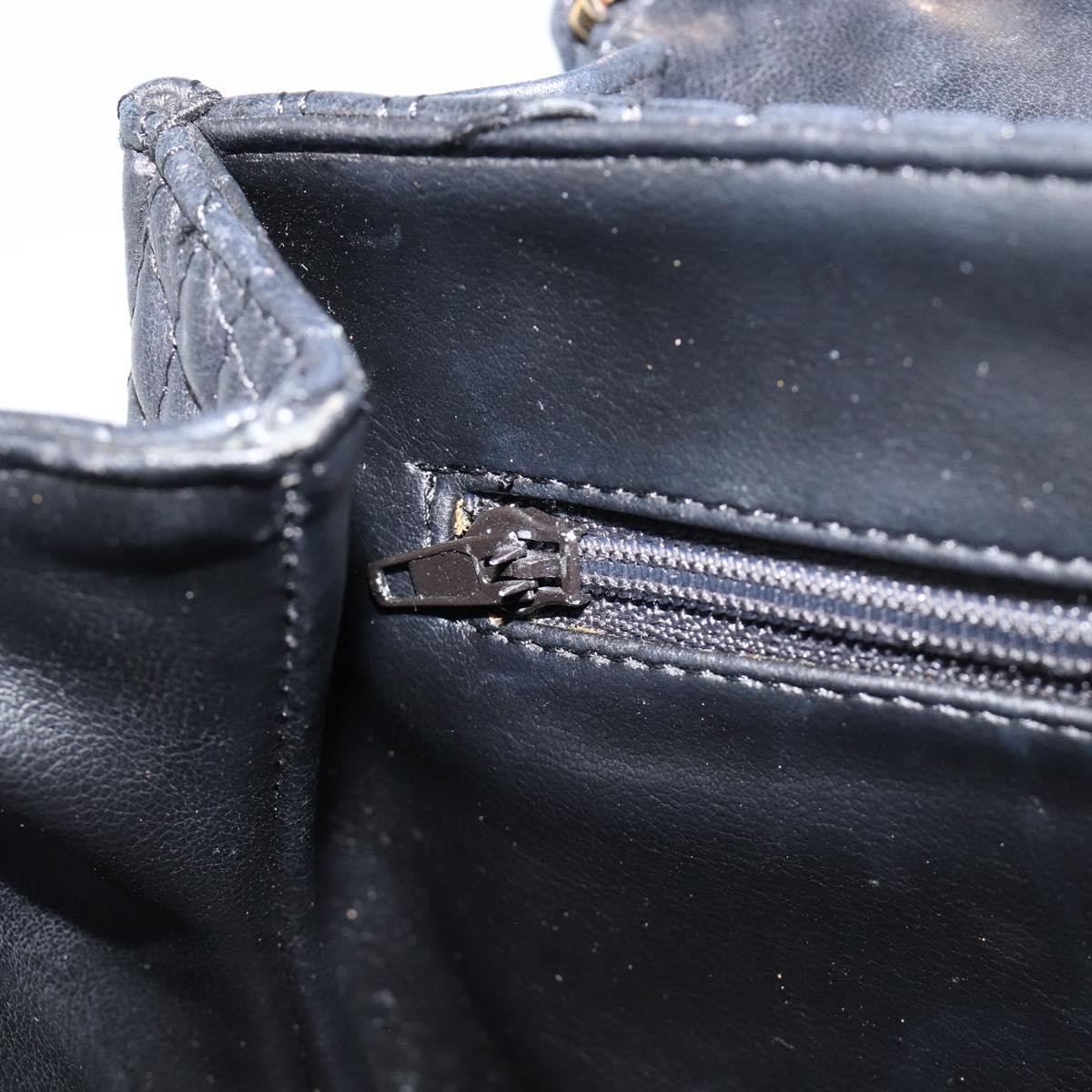 BALLY Chain Shoulder Bag Leather Black Gold Auth 204454