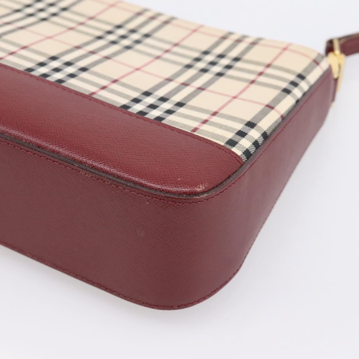 BURBERRY Nova Check Shoulder Bag Canvas Beige Gold Auth 204455