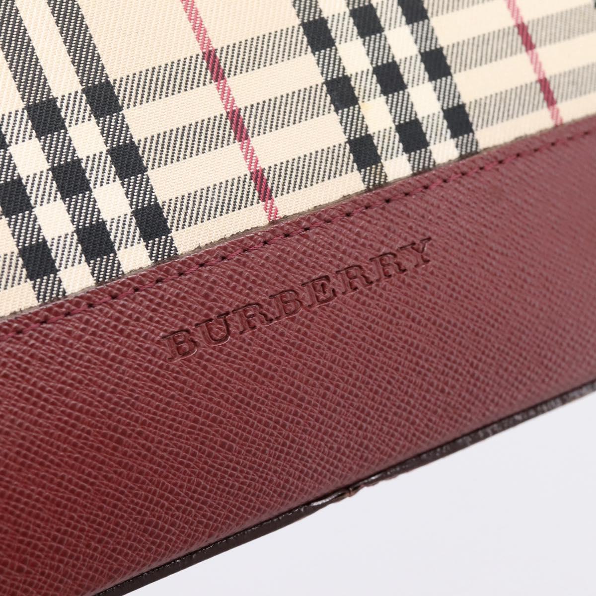 BURBERRY Nova Check Shoulder Bag Canvas Beige Gold Auth 204455