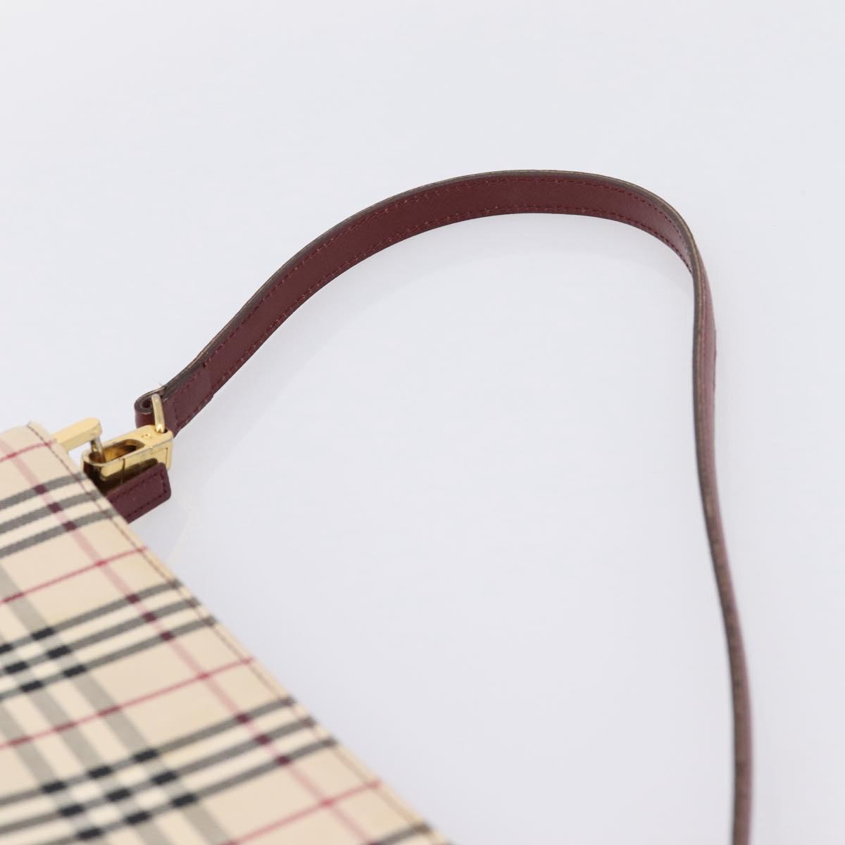 BURBERRY Nova Check Shoulder Bag Canvas Beige Gold Auth 204455