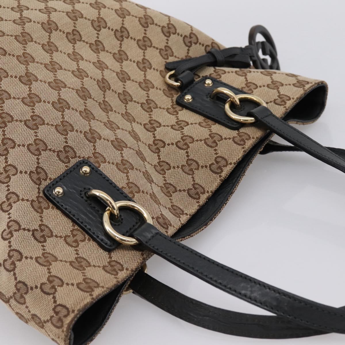 GUCCI GG Canvas Tote Bag Beige Gold 247237 Auth 204456A