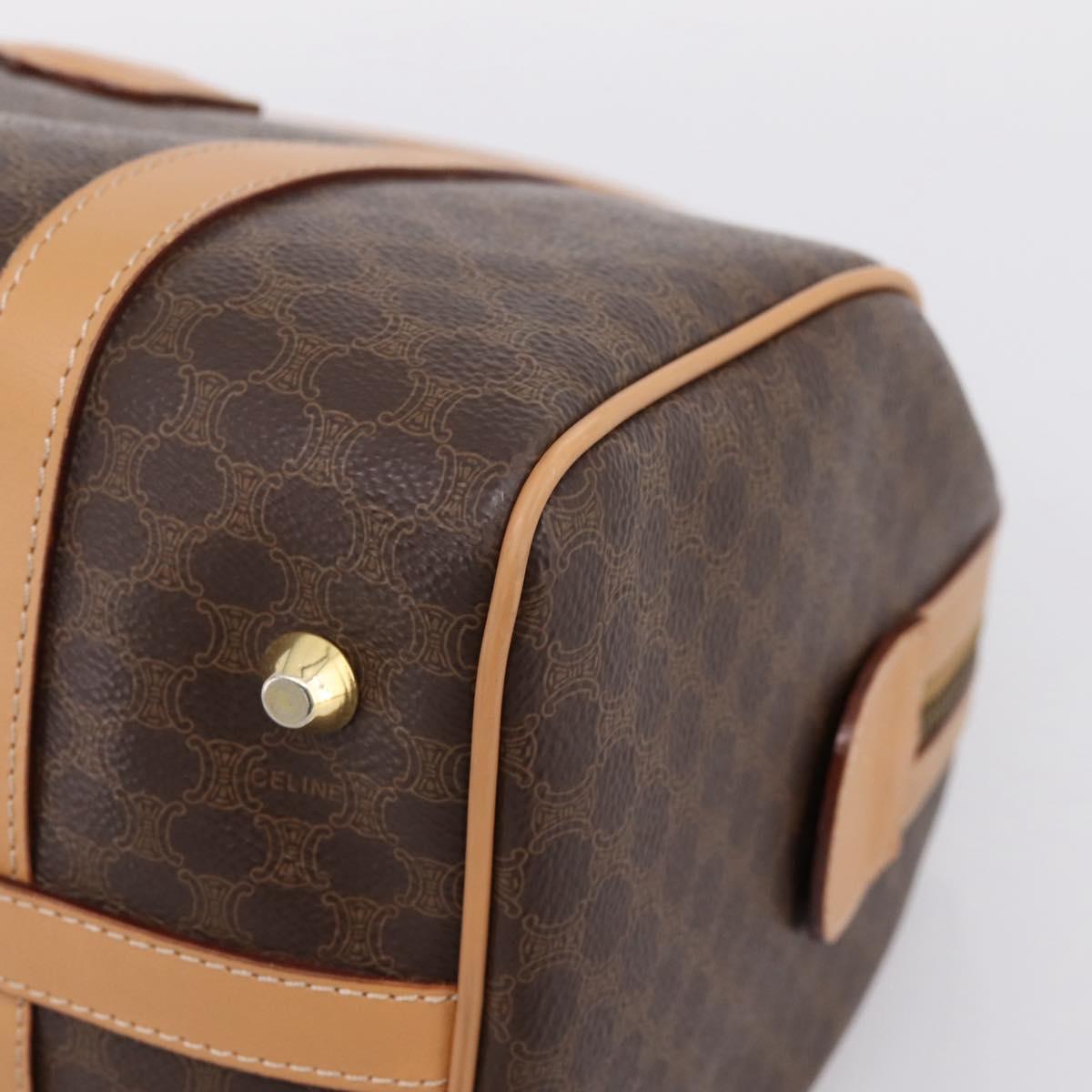 CELINE Macadam Canvas Boston Bag PVC Leather Brown Gold Auth 204457V