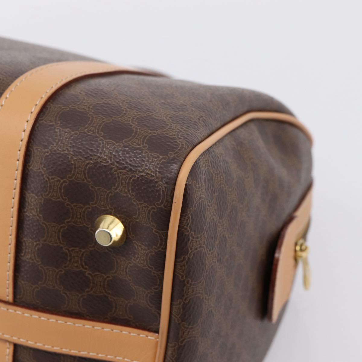 CELINE Macadam Canvas Boston Bag PVC Leather Brown Gold Auth 204457V