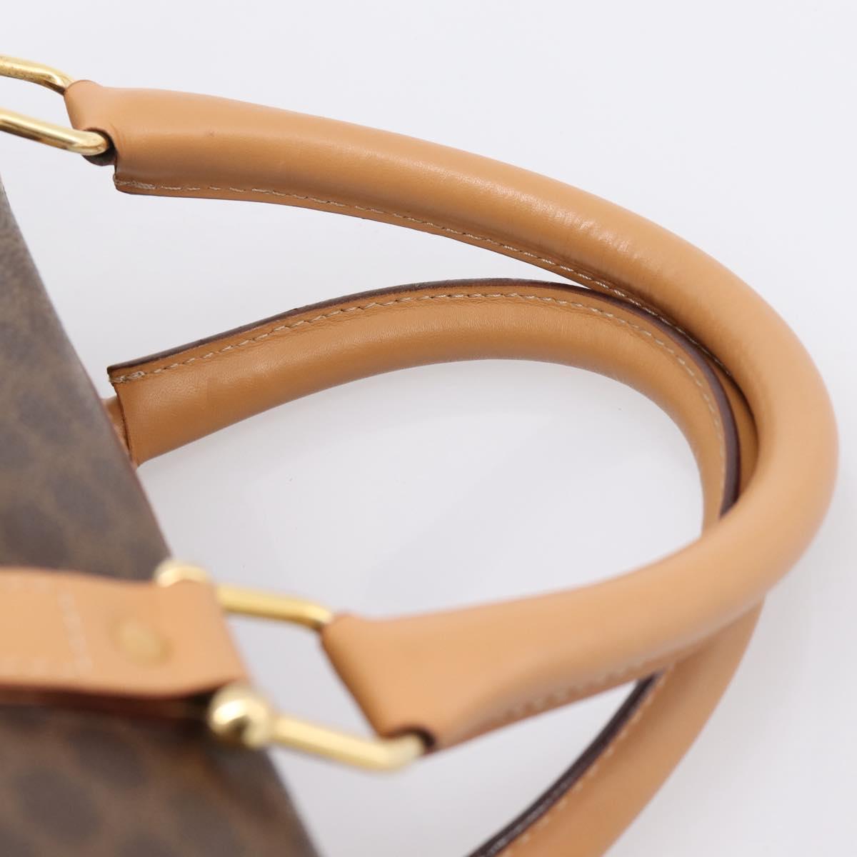 CELINE Macadam Canvas Boston Bag PVC Leather Brown Gold Auth 204457V
