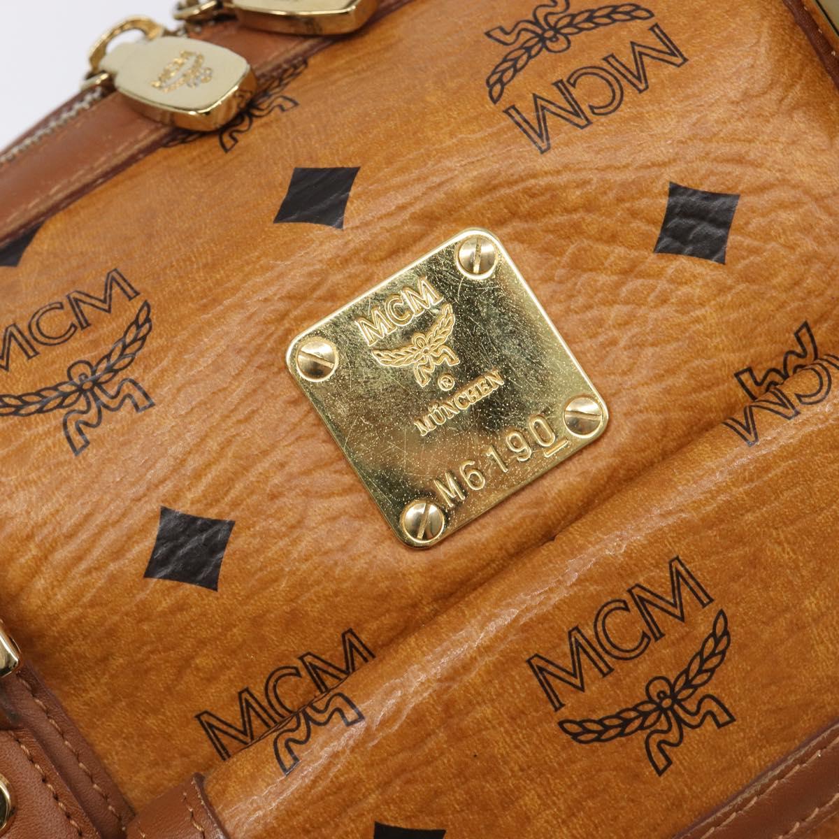 MCM Logogram Vicetos Boston Bag PVC Leather Brown Gold Auth 204458A