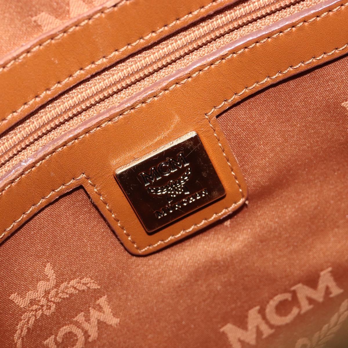 MCM Logogram Vicetos Boston Bag PVC Leather Brown Gold Auth 204458A