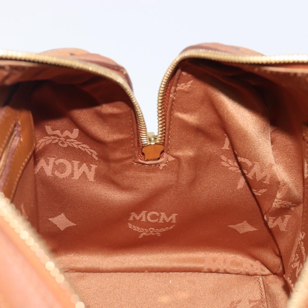 MCM Logogram Vicetos Boston Bag PVC Leather Brown Gold Auth 204458A