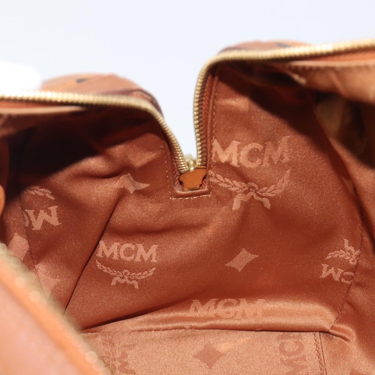 MCM Logogram Vicetos Boston Bag PVC Leather Brown Gold Auth 204458A