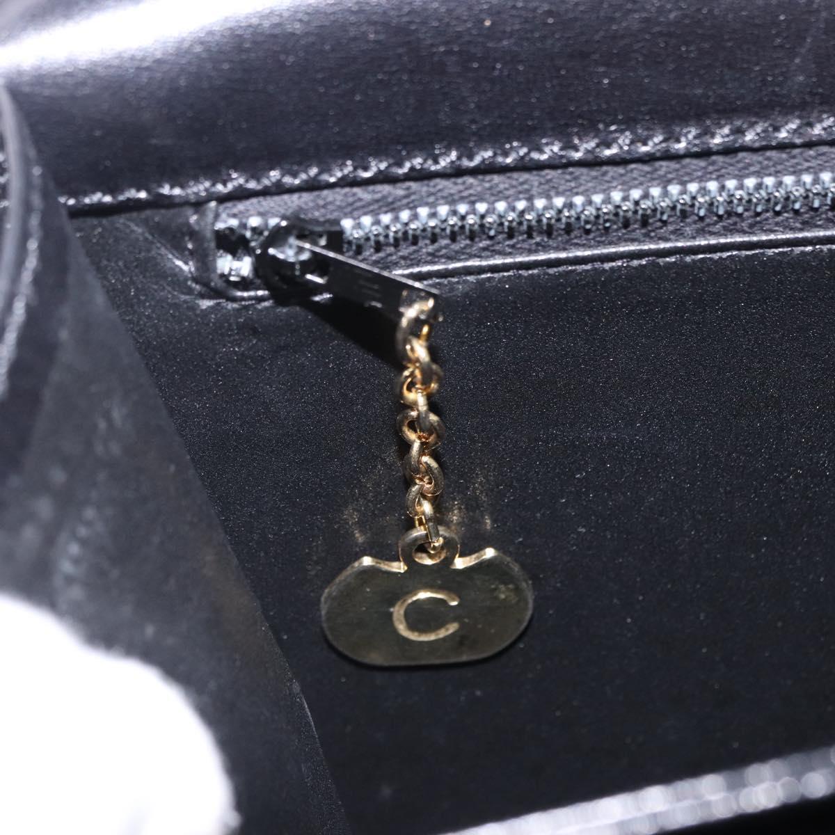 CELINE Horse Carriage Shoulder Bag Leather Black Gold Auth 204459