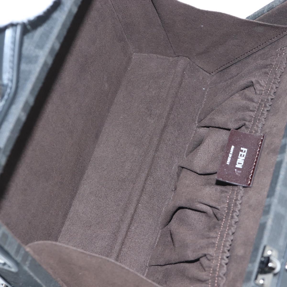FENDI Zucca Canvas Hand Bag 2way Black Brown Auth 204492SAM