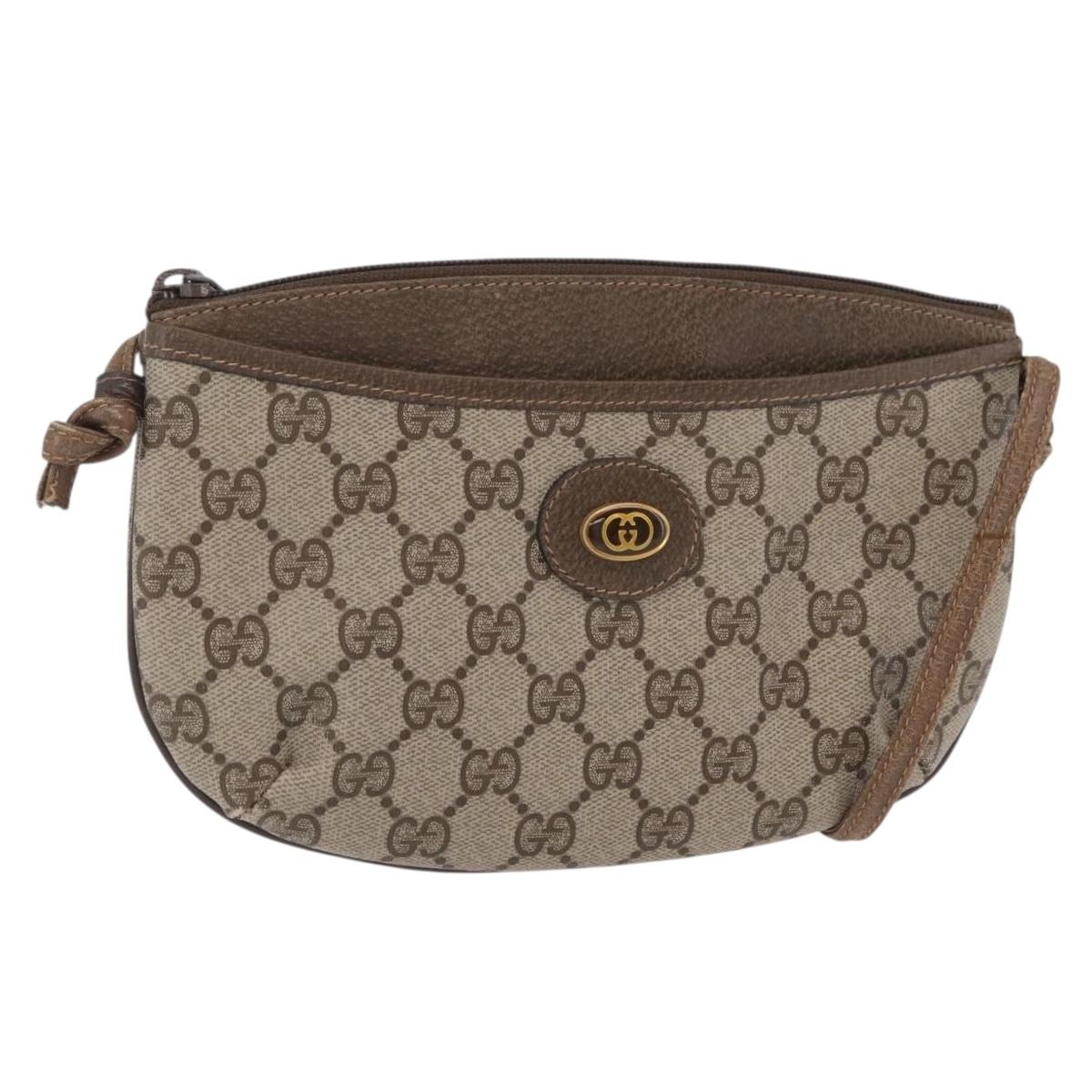 GUCCI GG Supreme Shoulder Bag PVC Beige Gold 904 02 020 Auth 204514