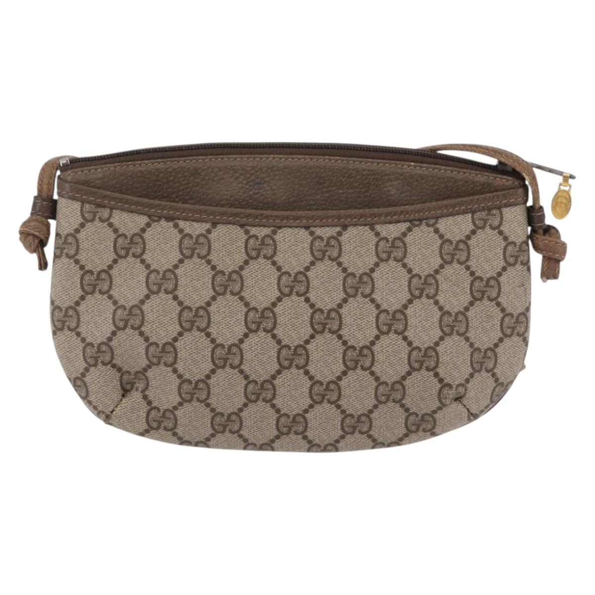 GUCCI GG Supreme Shoulder Bag PVC Beige Gold 904 02 020 Auth 204514