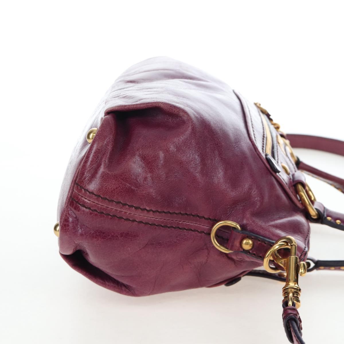 Miu Miu Hand Bag Leather 2way Purple Gold Auth 204521V