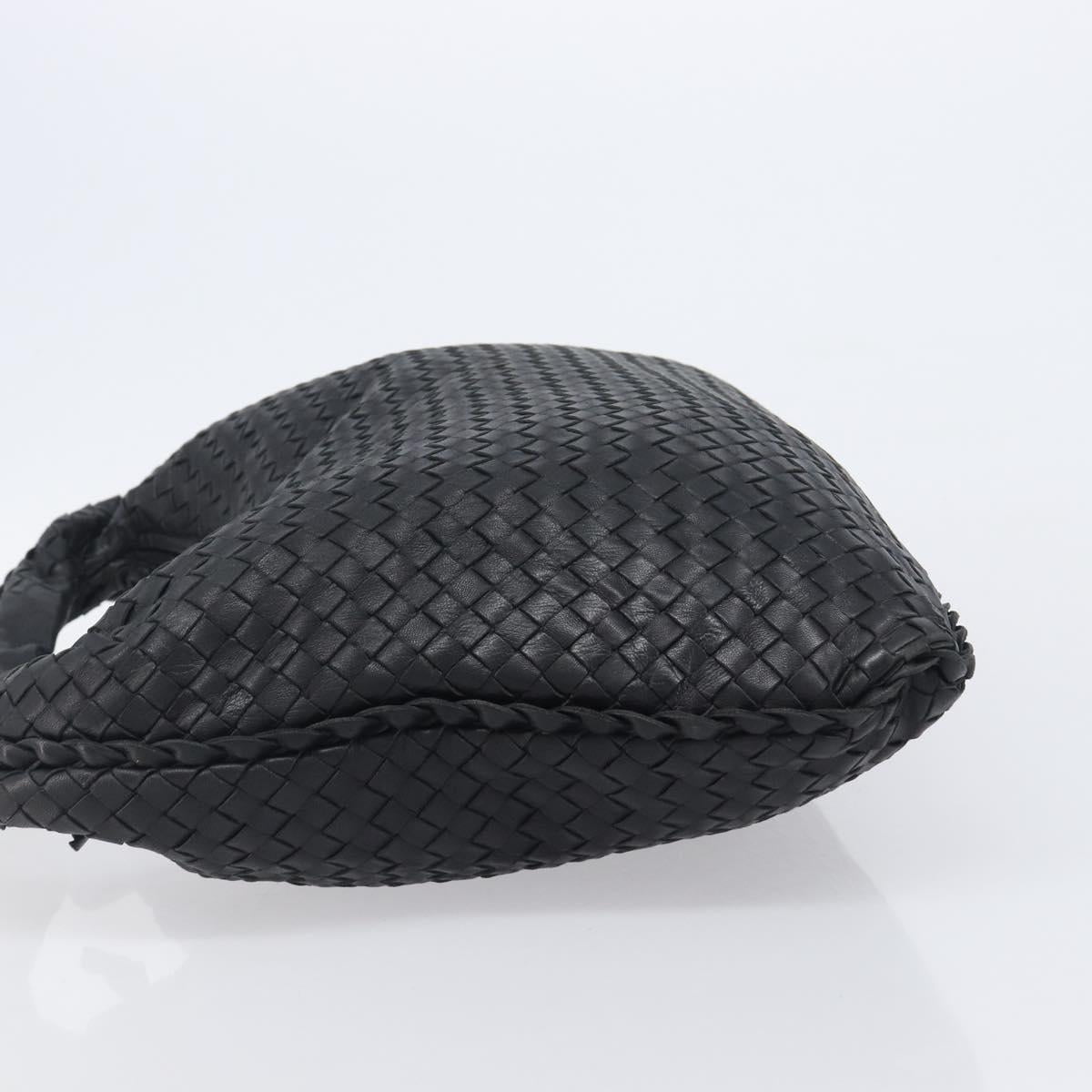 Bottega Veneta INTRECCIATO Hobo Bag Leather Black Gold 115654 Auth 204529V