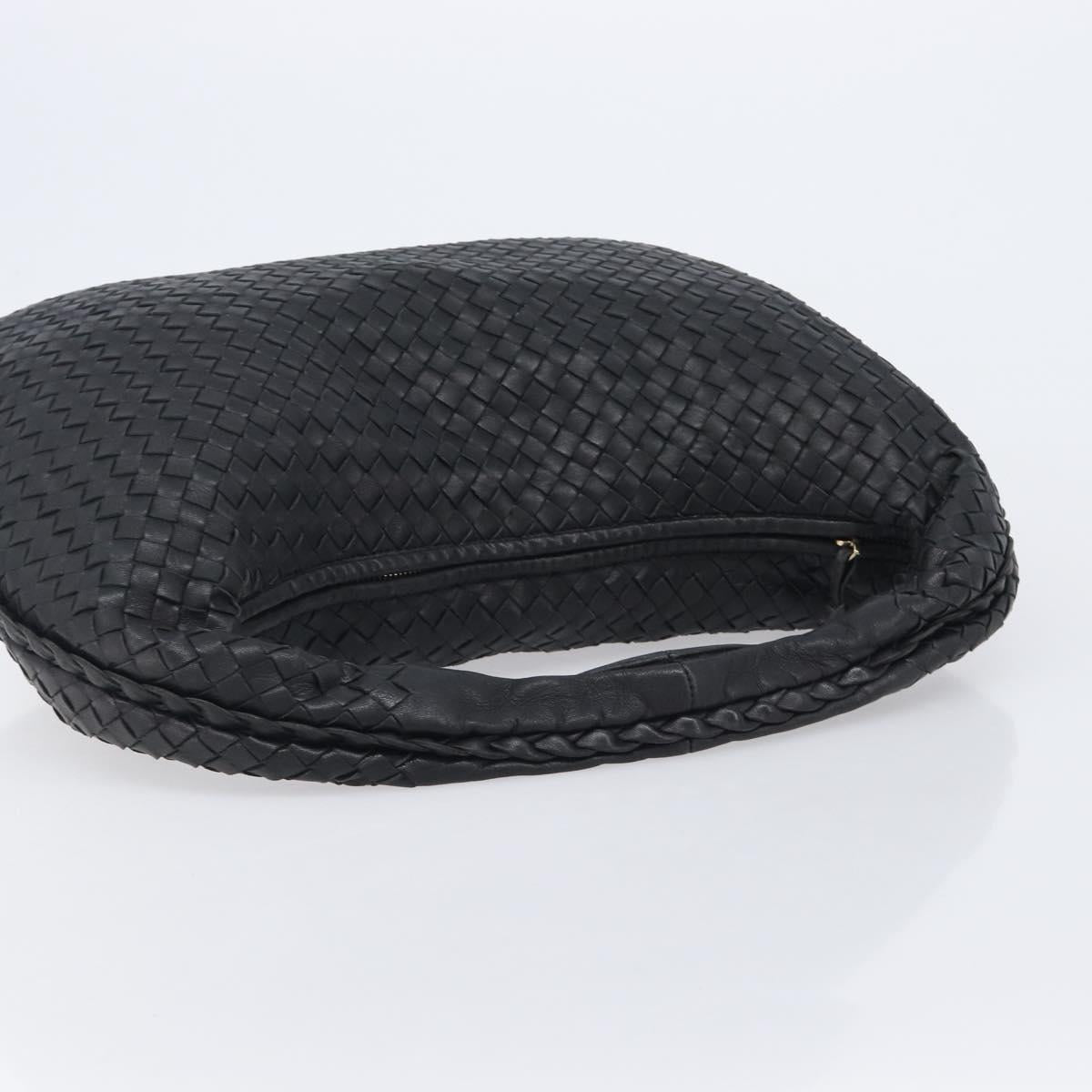 Bottega Veneta INTRECCIATO Hobo Bag Leather Black Gold 115654 Auth 204529V