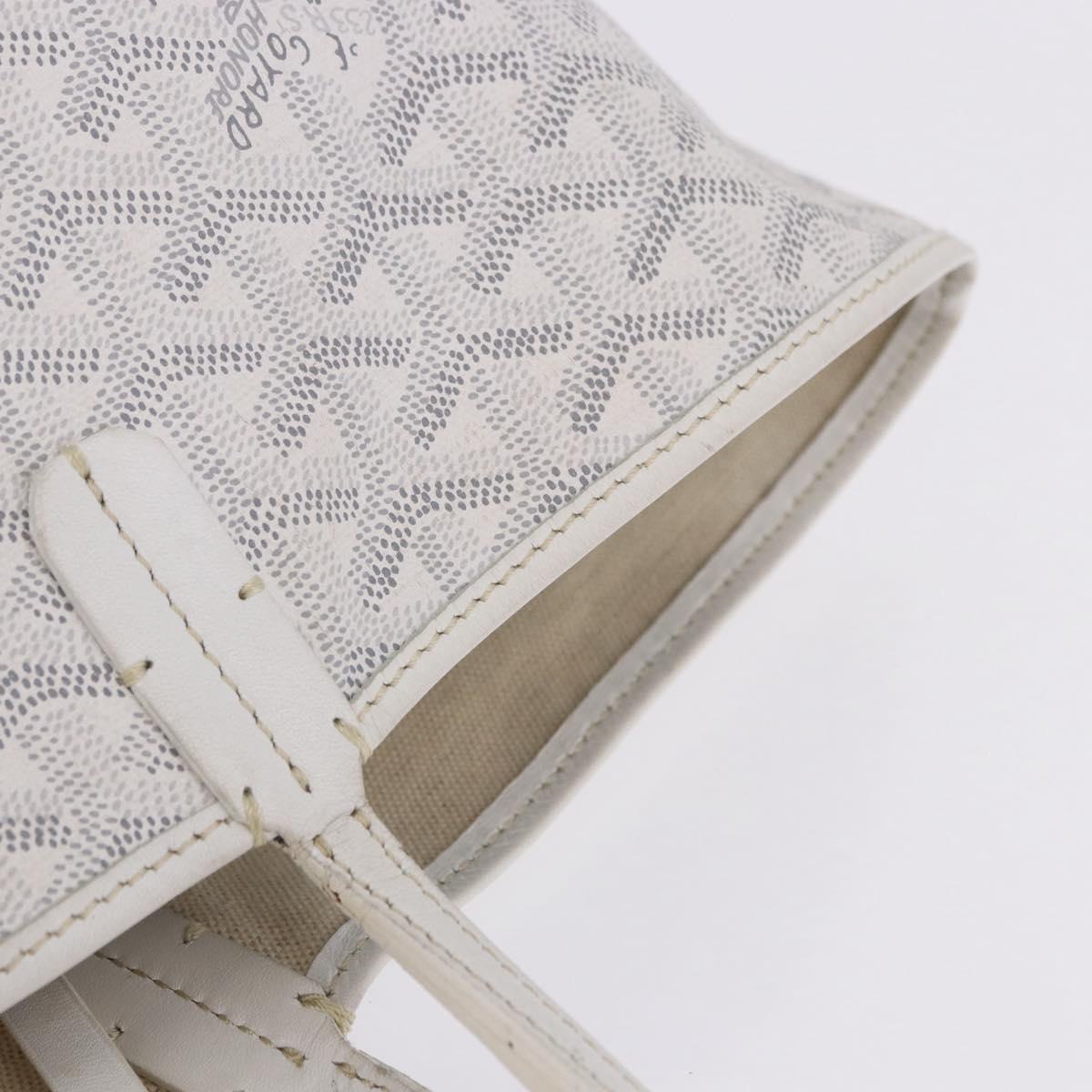 GOYARD Herringbone Saint Louis PM Tote Bag PVC Leather White Auth 204570