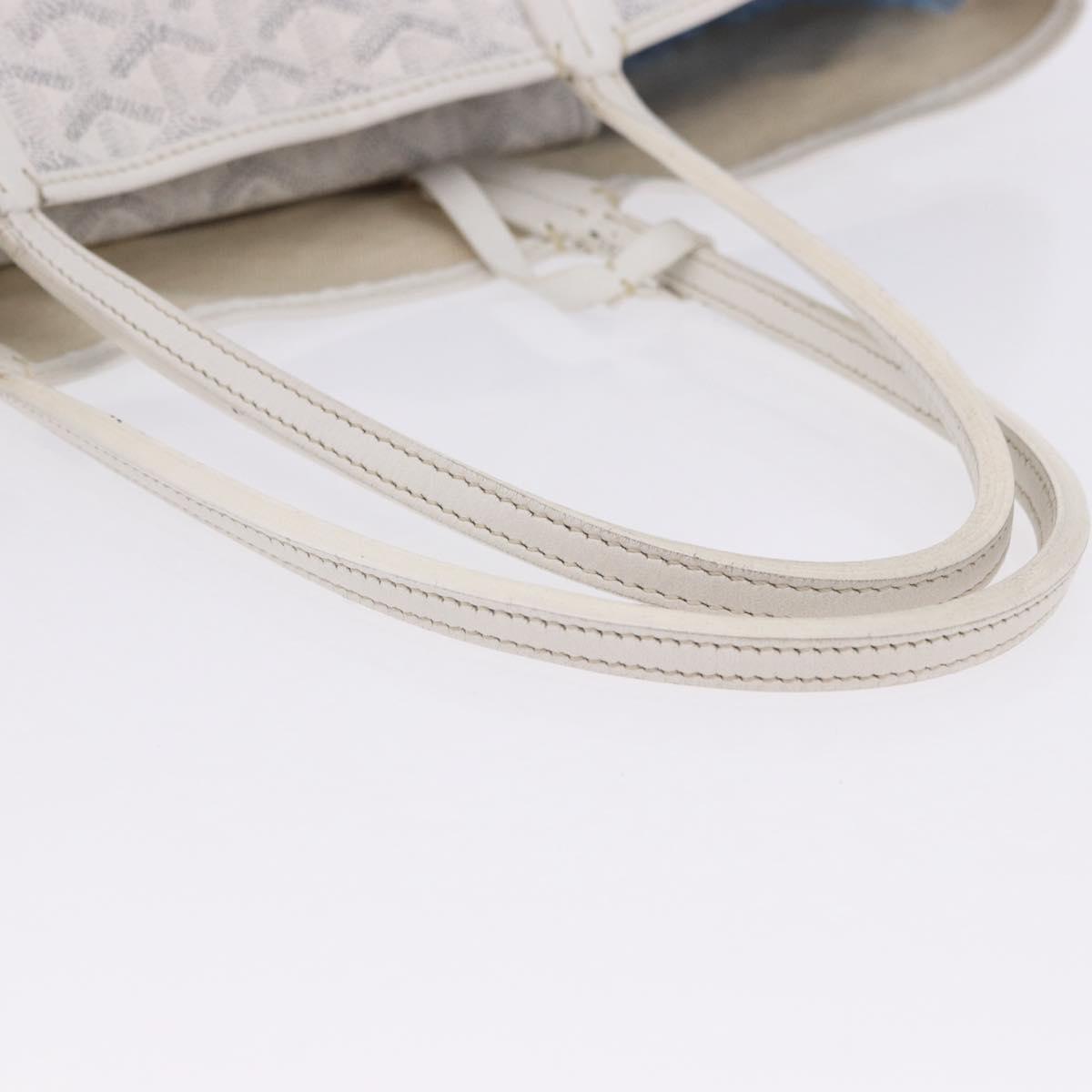 GOYARD Herringbone Saint Louis PM Tote Bag PVC Leather White Auth 204570