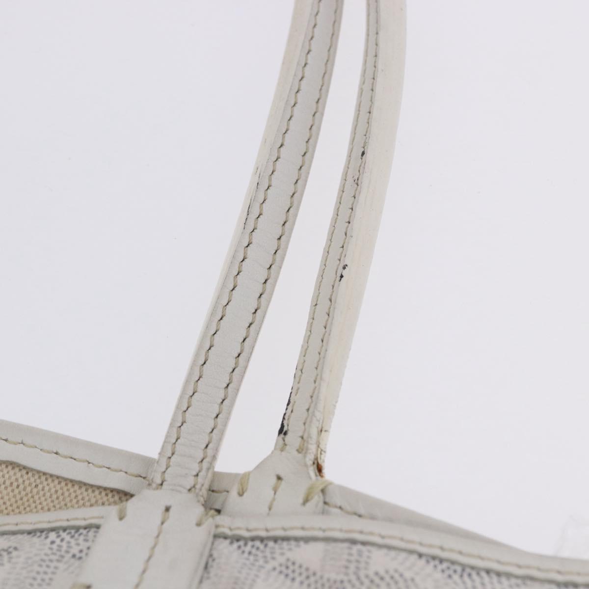 GOYARD Herringbone Saint Louis PM Tote Bag PVC Leather White Auth 204570