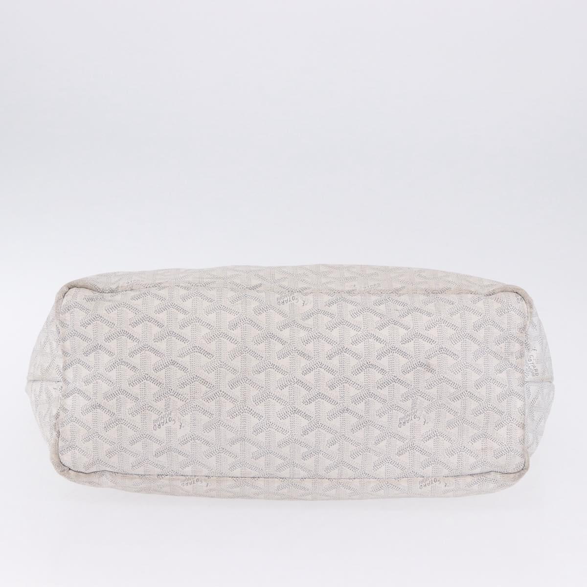 GOYARD Herringbone Saint Louis PM Tote Bag PVC Leather White Auth 204570