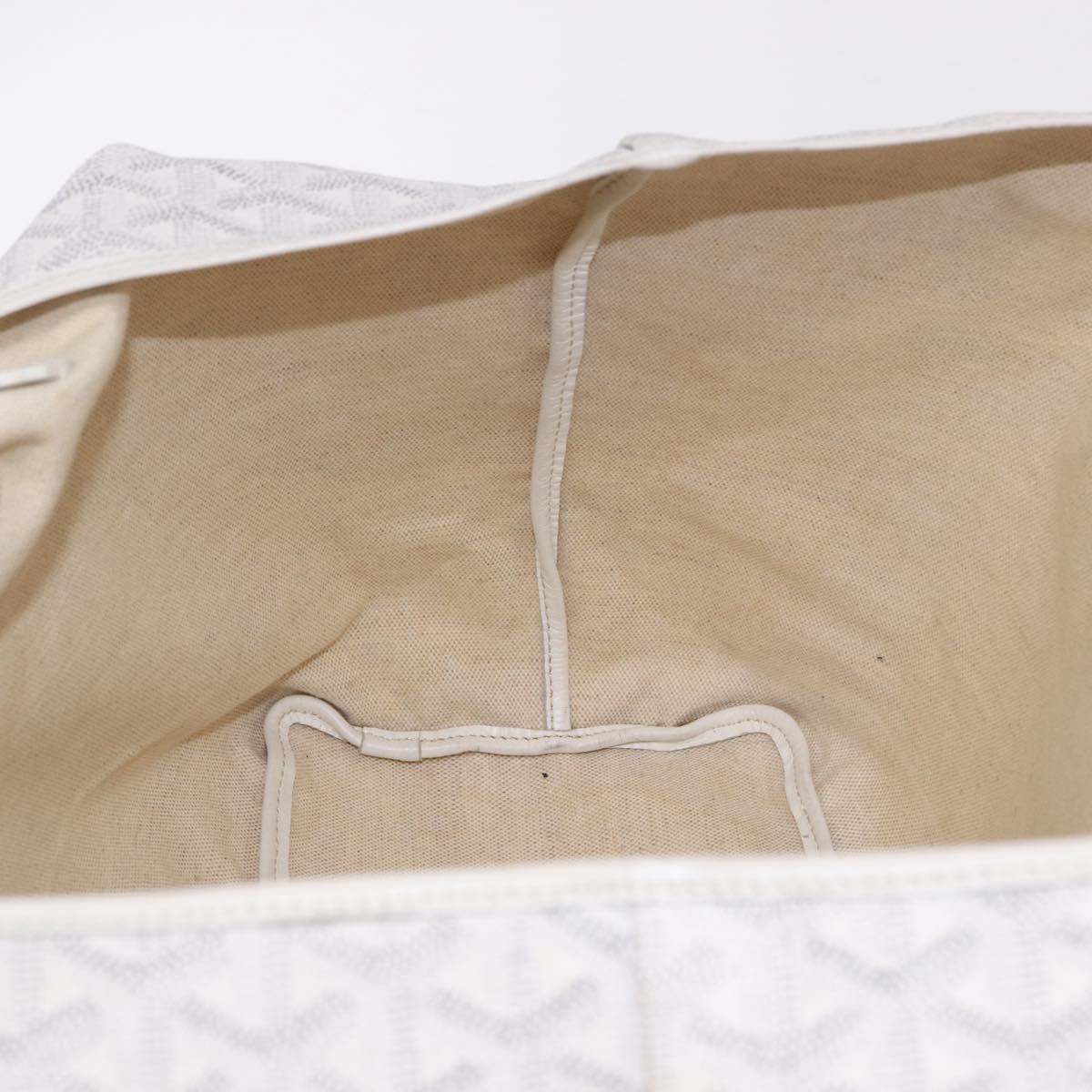 GOYARD Herringbone Saint Louis PM Tote Bag PVC Leather White Auth 204570
