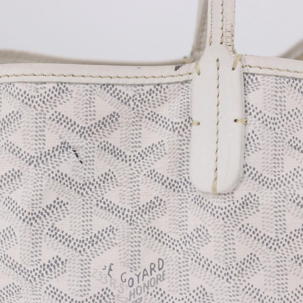 GOYARD Herringbone Saint Louis PM Tote Bag PVC Leather White Auth 204570