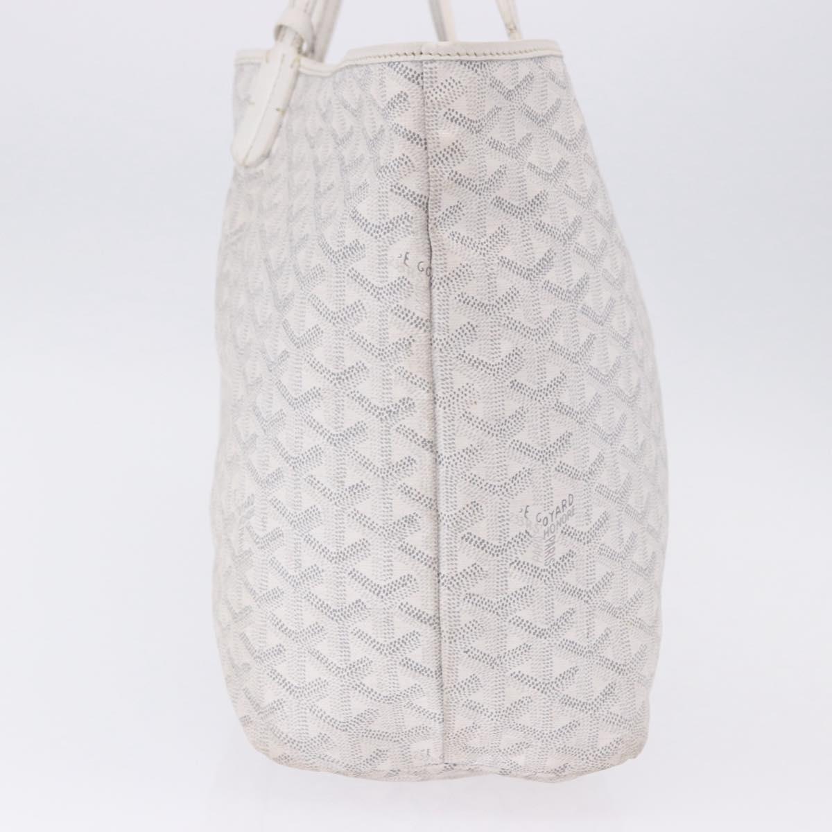 GOYARD Herringbone Saint Louis PM Tote Bag PVC Leather White Auth 204570